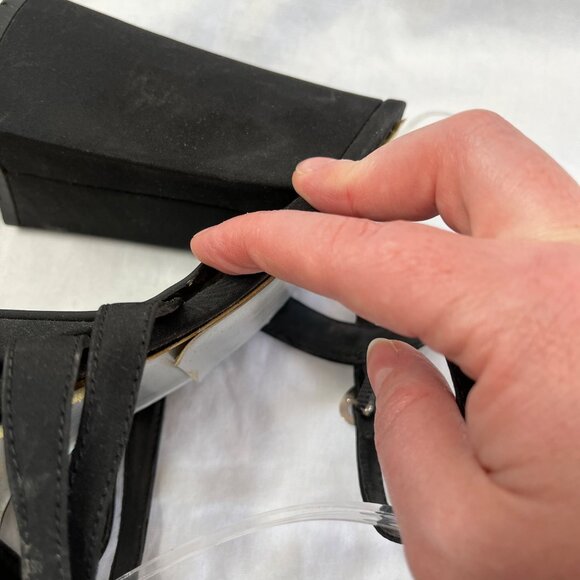 Y2k Vintage Splash Black Open-Toe Strappy Platform Block Heels - Picture 9 of 11